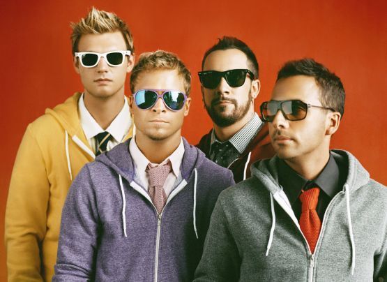 Brian Littrell, Nick Carter, AJ McLean and Howie Dorough of the Backstreet Boys in sunglasses and ties