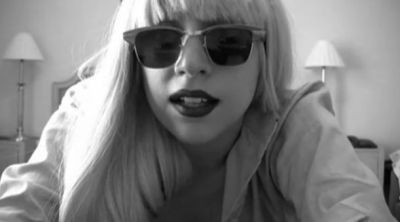 Lady Gaga talks with fans from her hotel room