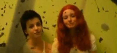 Lena Katina and Yulia Volkova of t.A.T.u. offer a Valentine's Day greeting (2003)
