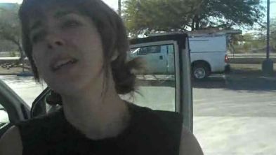 Serena Ryder with a pillow taken from La Quinta