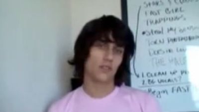 Teddy Geiger offers fans a tour of his home, shown here with his whiteboard of songs